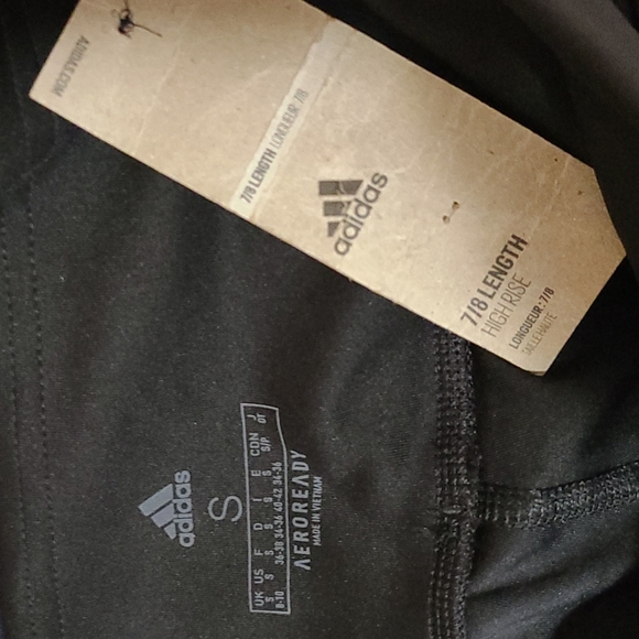 Adidas Aeroready High-Rise 3-Sripes 7/8 Black Sport Leggings Size Small - Picture 5 of 6
